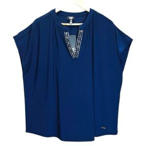 Jones New York Blouse Size 1X Signature in Deep Blue Tops